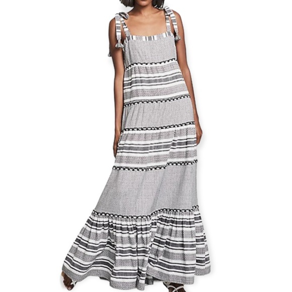 Veronica Beard Monochrome Striped Maxi Dress